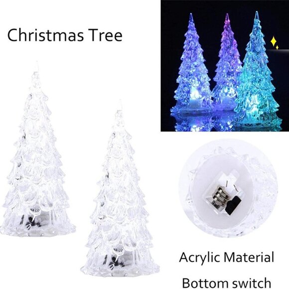 New 3 Pack Acrylic Christmas Tree Lamp, Enchanted Light Up 7 Colors Lights - Picture 6 of 9